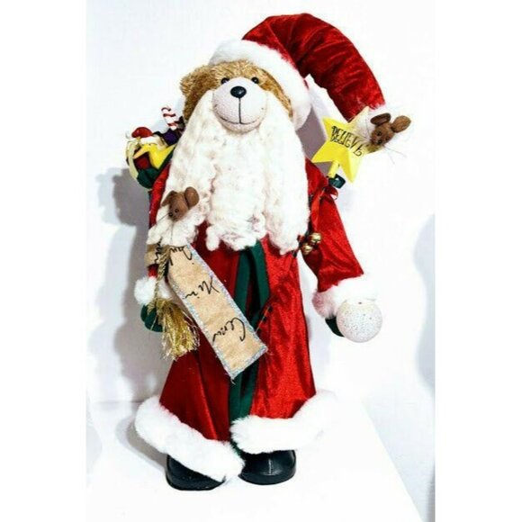 Quacker Factory Teddy Bear Santa With List Christmas Sack 26" Plush Figure - Picture 1 of 11